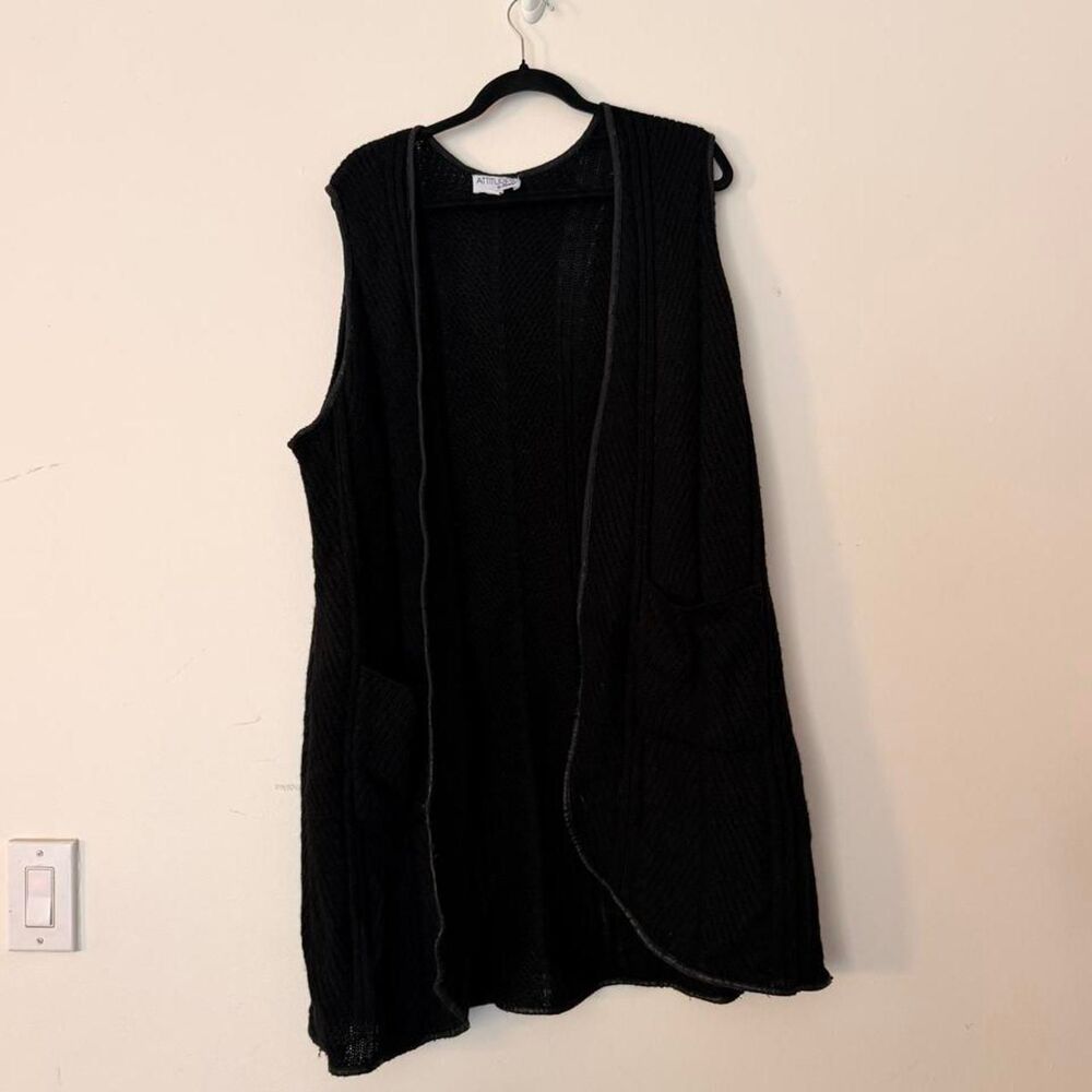 TRENDY Attitudes by Renée black open front longline knit vest, 1X
